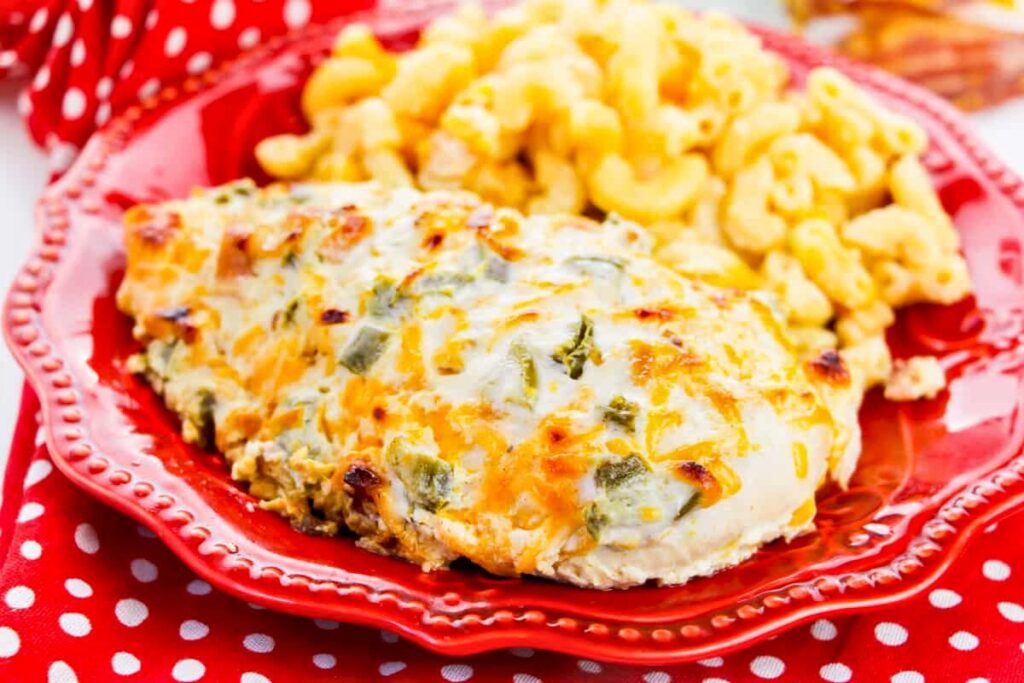 Jalapeño Popper Chicken served on a plate.