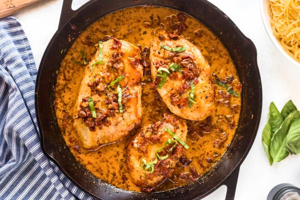 Marry Me Chicken in a pan.