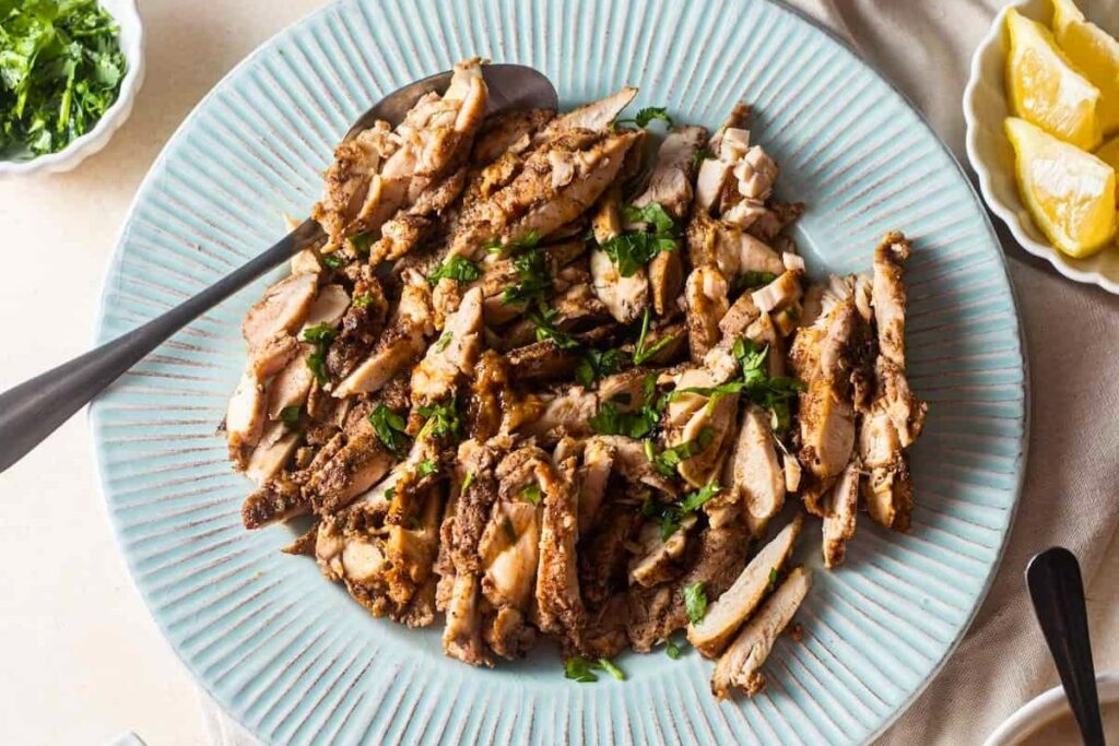 Oven-Roasted Chicken Shawarma served on a plate.